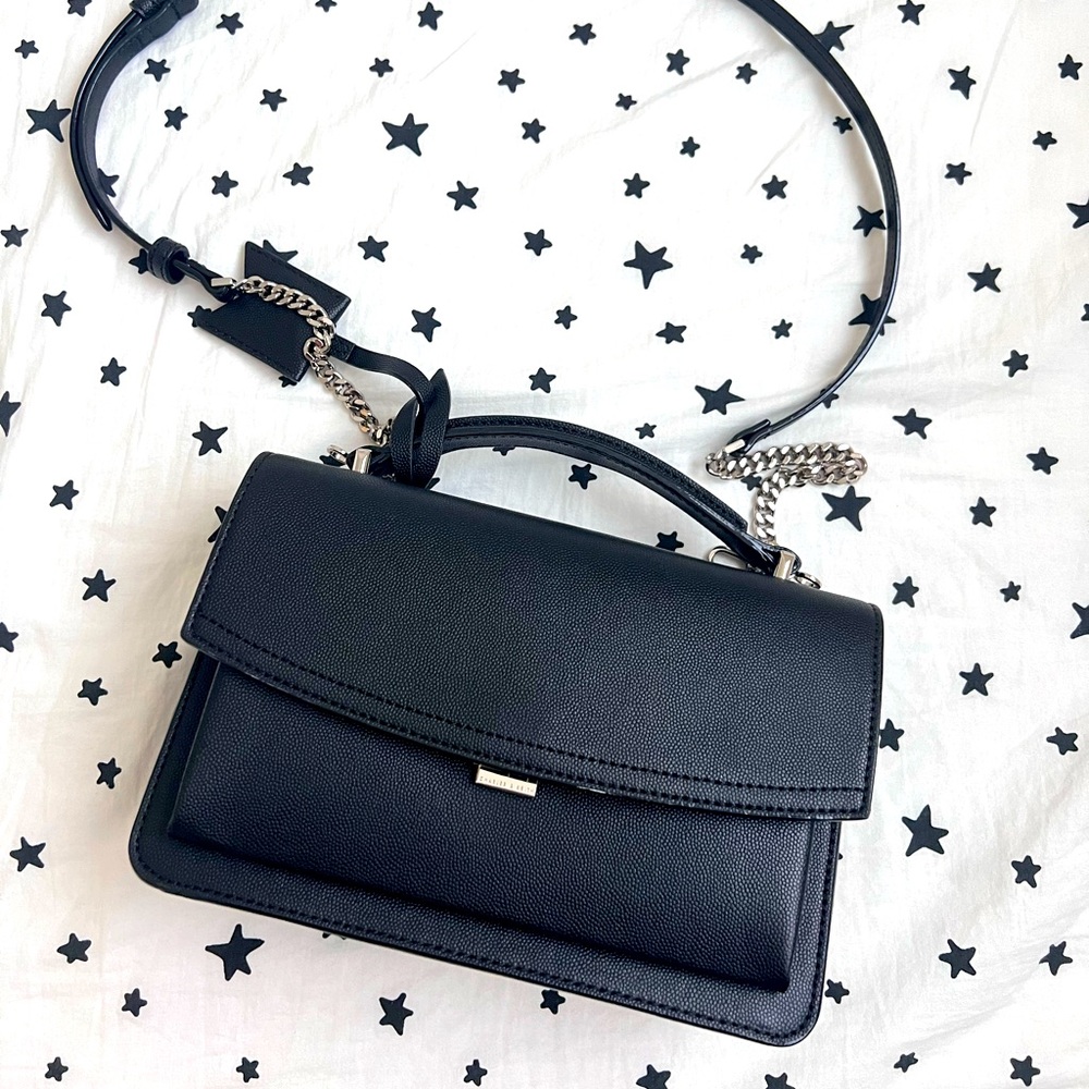 CHARLES & KEITH Black Leather Cross Body Bag